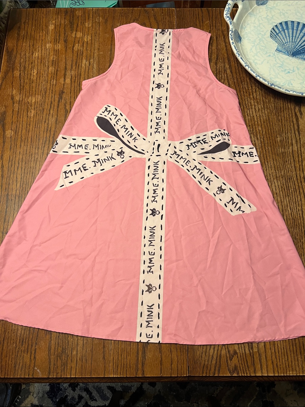 Mme.Mink Buckhead Scarf Dress Sleeveless Pink Mini Dress With Cream Bow — image 8 of 8